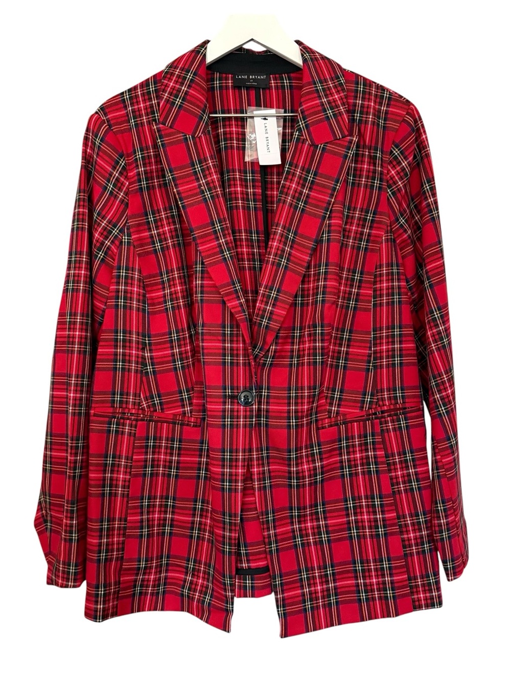 NWT $129 Lane Bryant Blazer Women’s Size 18 Red Tartan Plaid Preppy Old Money